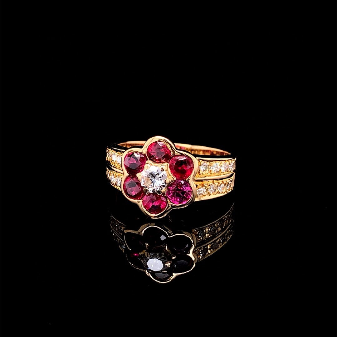 14k Gold 1.47 Ctw Natural Ruby & Diamond Ring - 2
