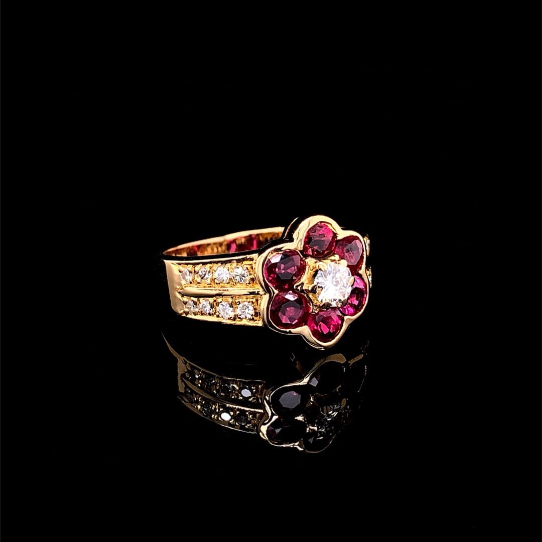 14k Gold 1.47 Ctw Natural Ruby & Diamond Ring - 3