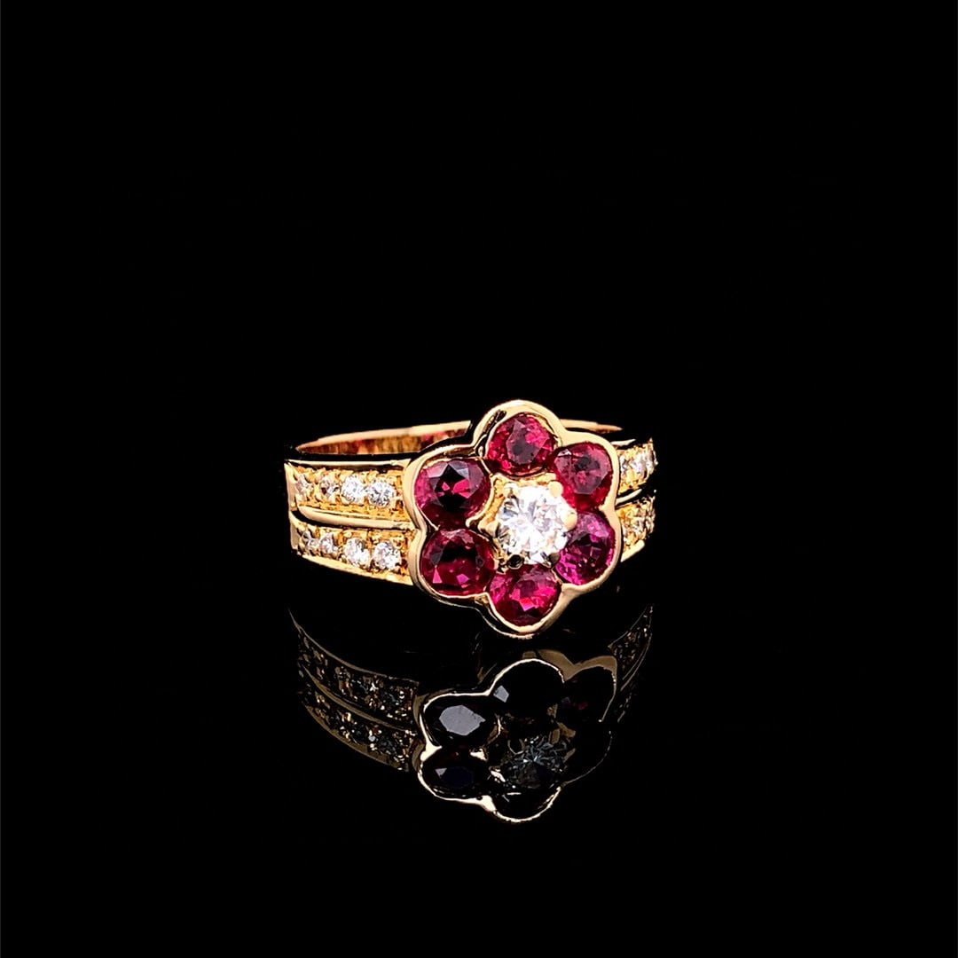 14k Gold 1.47 Ctw Natural Ruby & Diamond Ring - 4