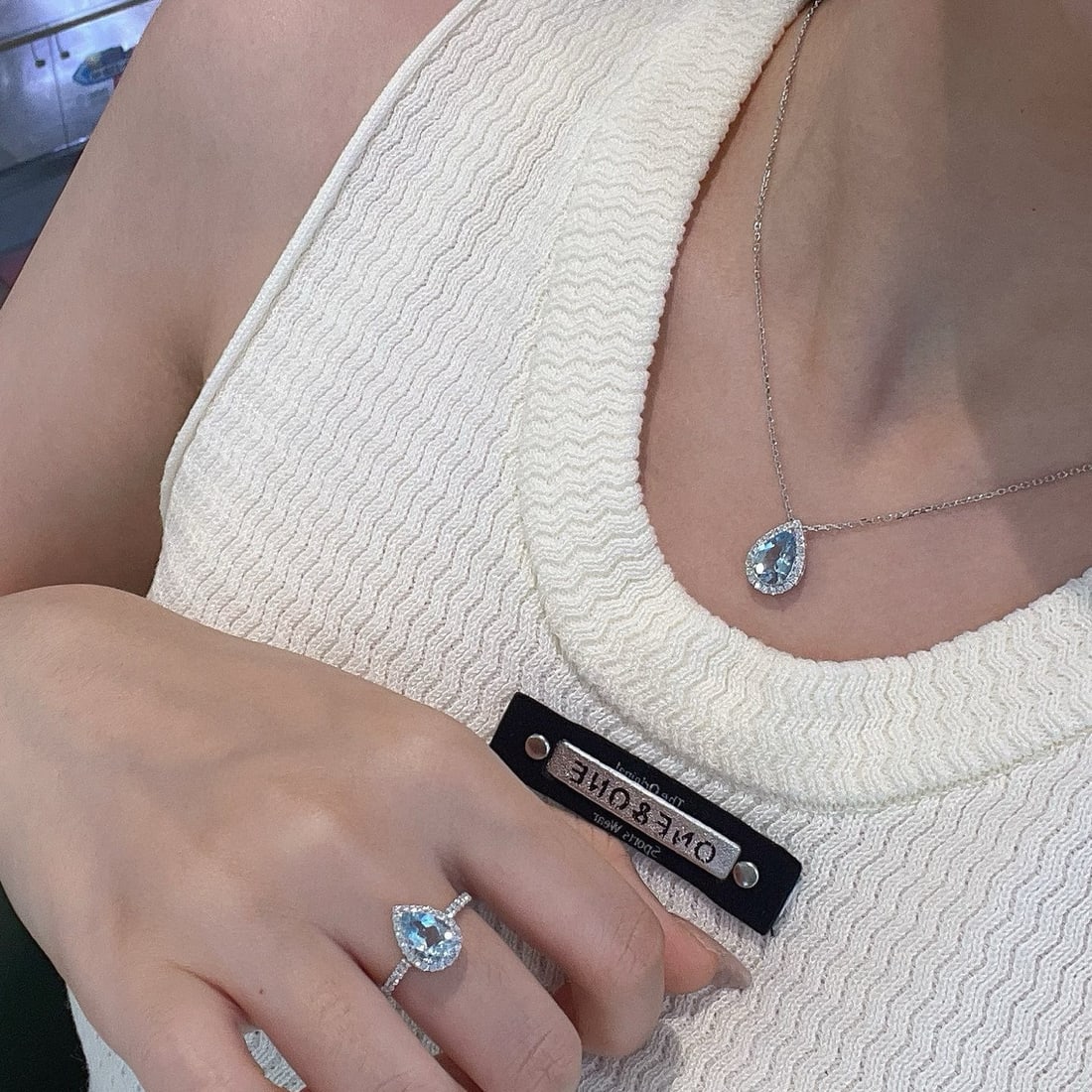 14k Gold 3.12 Ctw Natural Aquamarine & Diamond Jewelry Set - 2