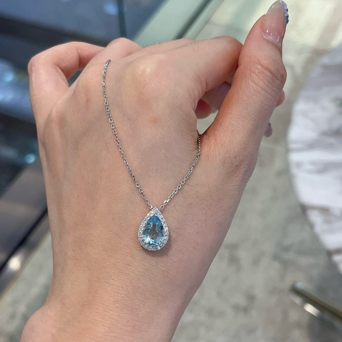 14k Gold 3.12 Ctw Natural Aquamarine & Diamond Jewelry Set - 6
