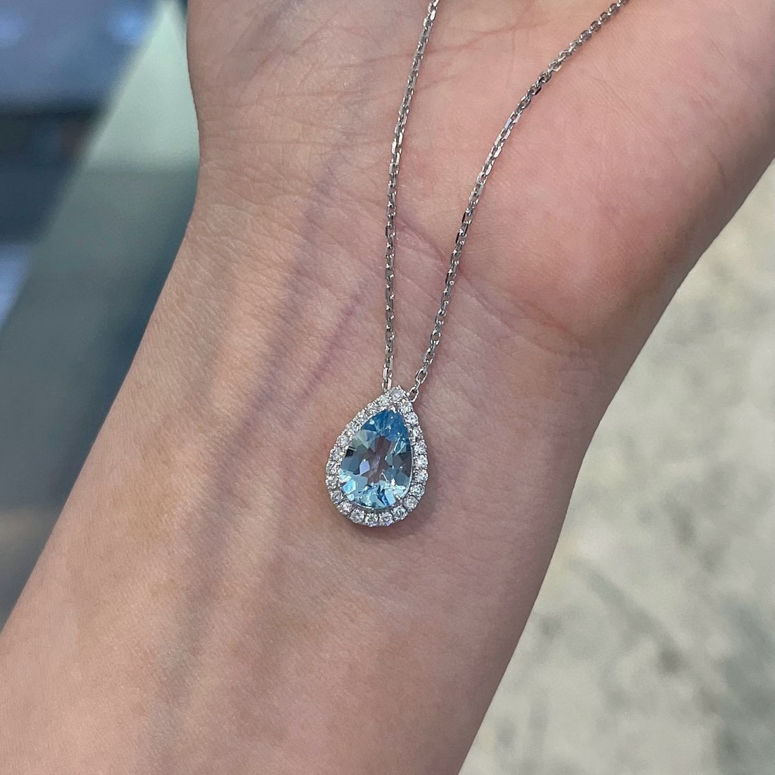 14k Gold 3.12 Ctw Natural Aquamarine & Diamond Jewelry Set - 7