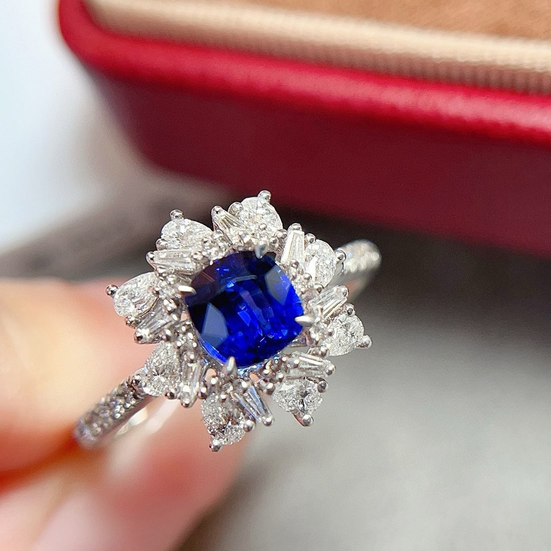 14k Gold 1.66 Ctw Natural Sapphire & Diamond Ring - 2