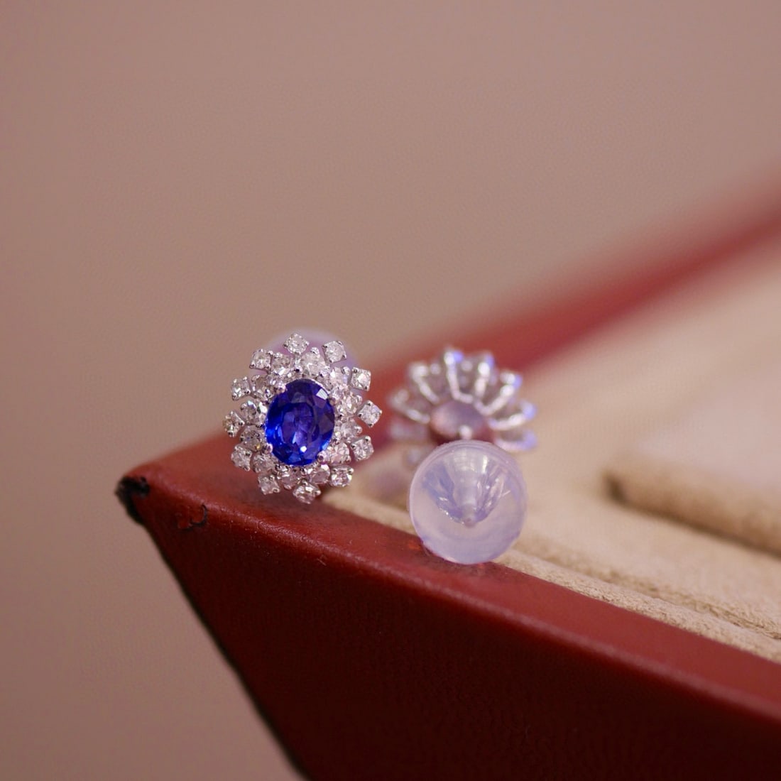 14k Gold 0.69 Ctw Natural Sapphire & Diamond Earrings - 3
