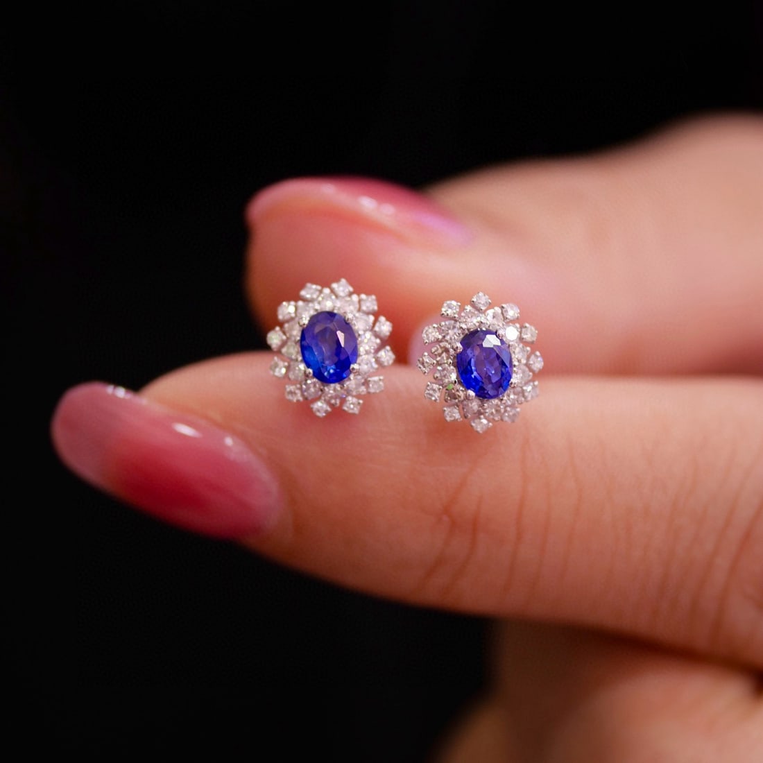 14k Gold 0.69 Ctw Natural Sapphire & Diamond Earrings - 5