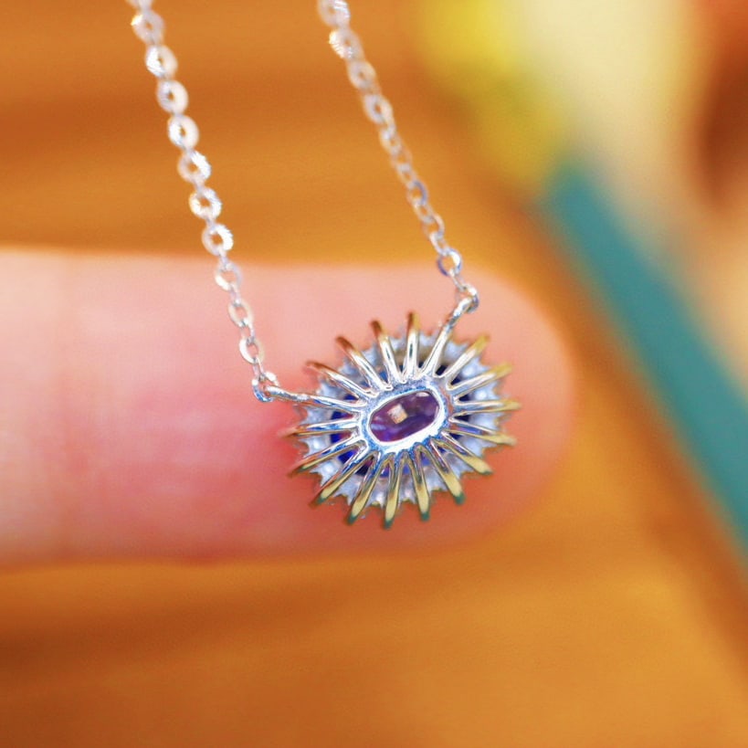 14k Gold 1.43 Ctw Natural Sapphire & Diamond Necklace - 4