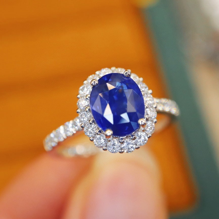 14k Gold 2.57 Ctw Natural Sapphire & Diamond Ring - 2