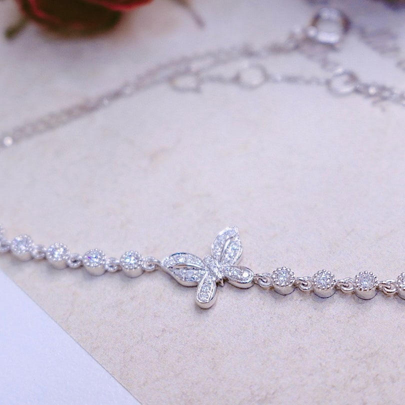 14k Gold 0.26 Ct Natural H Diamond Bracelet - 2