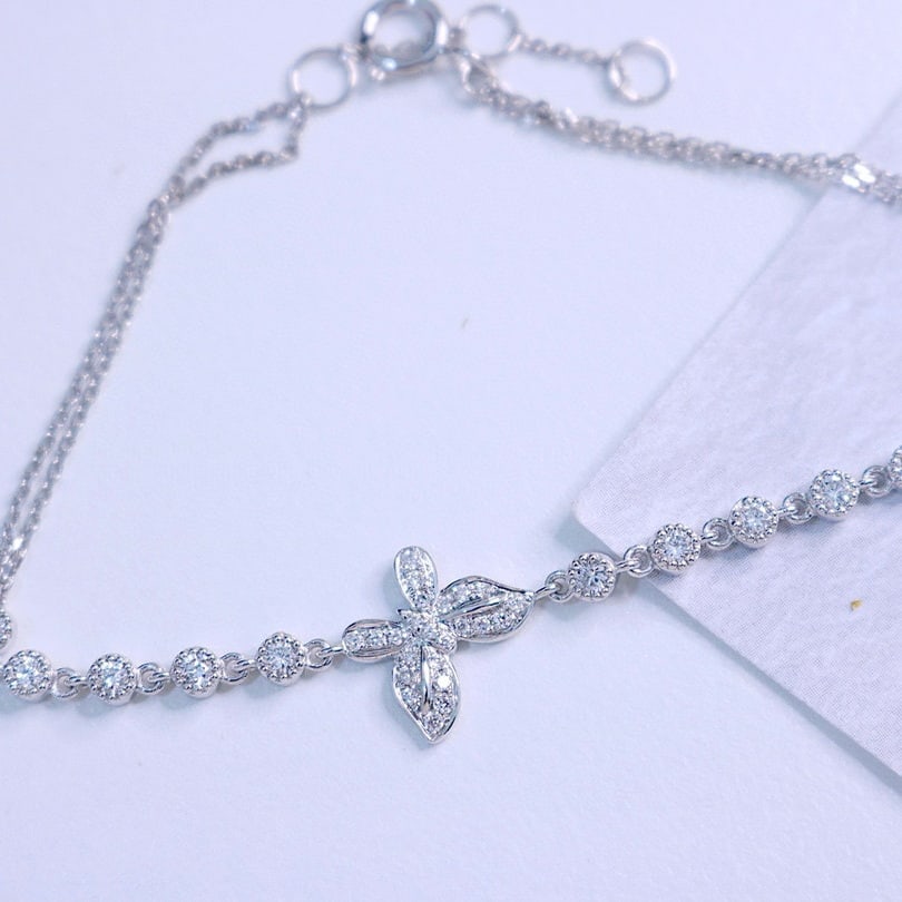 14k Gold 0.26 Ct Natural H Diamond Bracelet - 3
