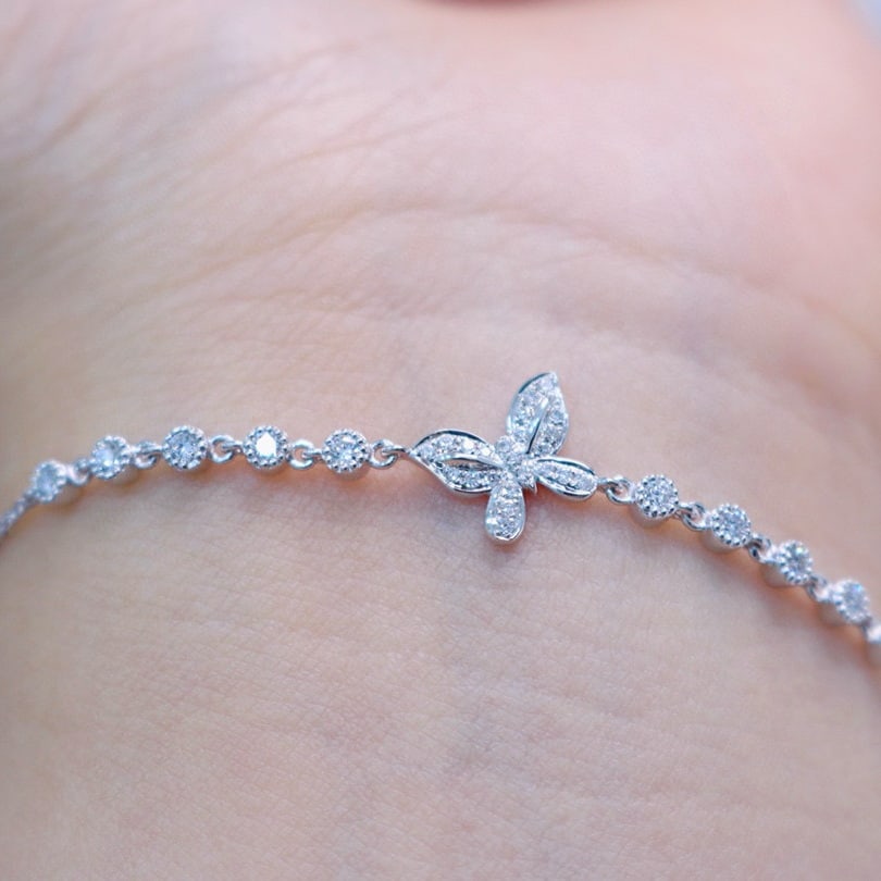 14k Gold 0.26 Ct Natural H Diamond Bracelet - 4