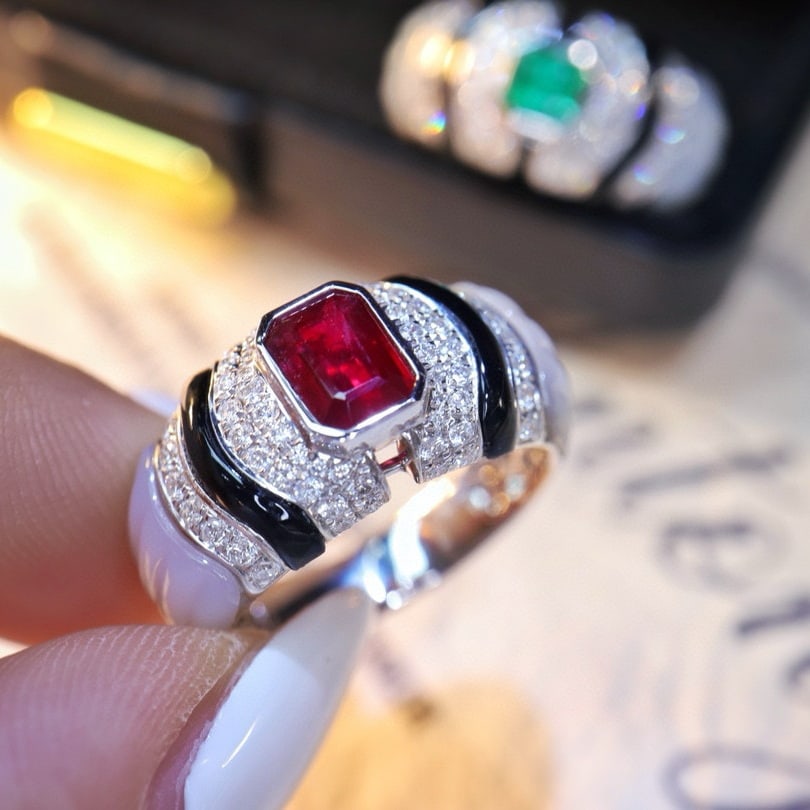 14k Gold 1.38 Ctw Natural Ruby & Diamond Ring - 2