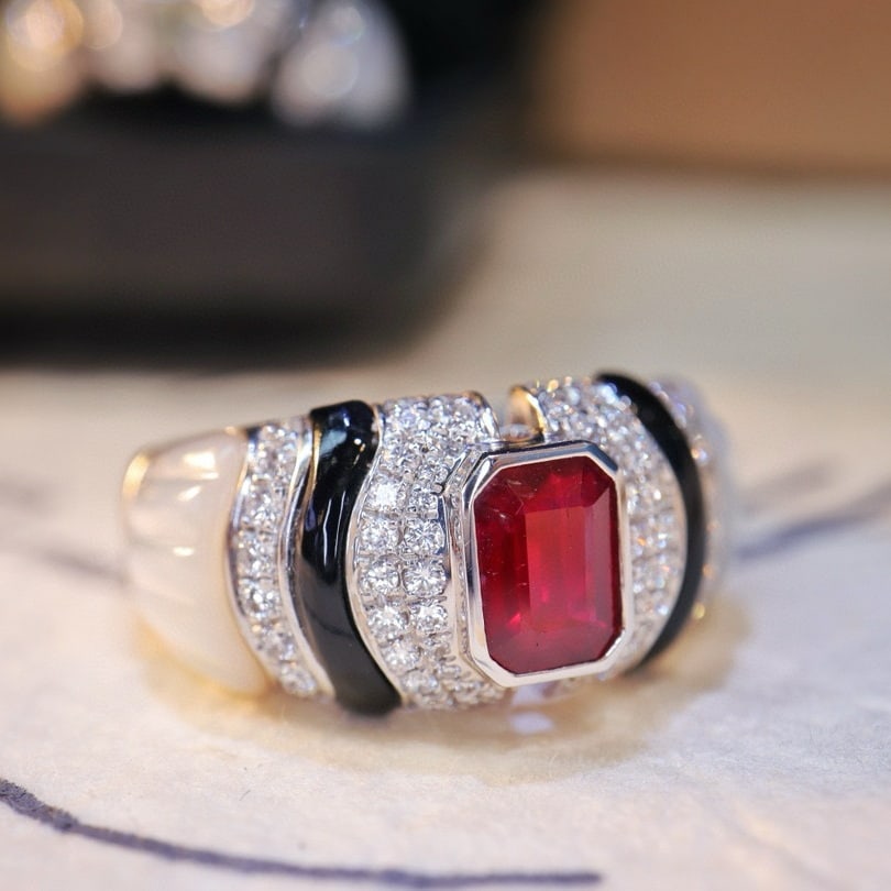 14k Gold 1.38 Ctw Natural Ruby & Diamond Ring - 3