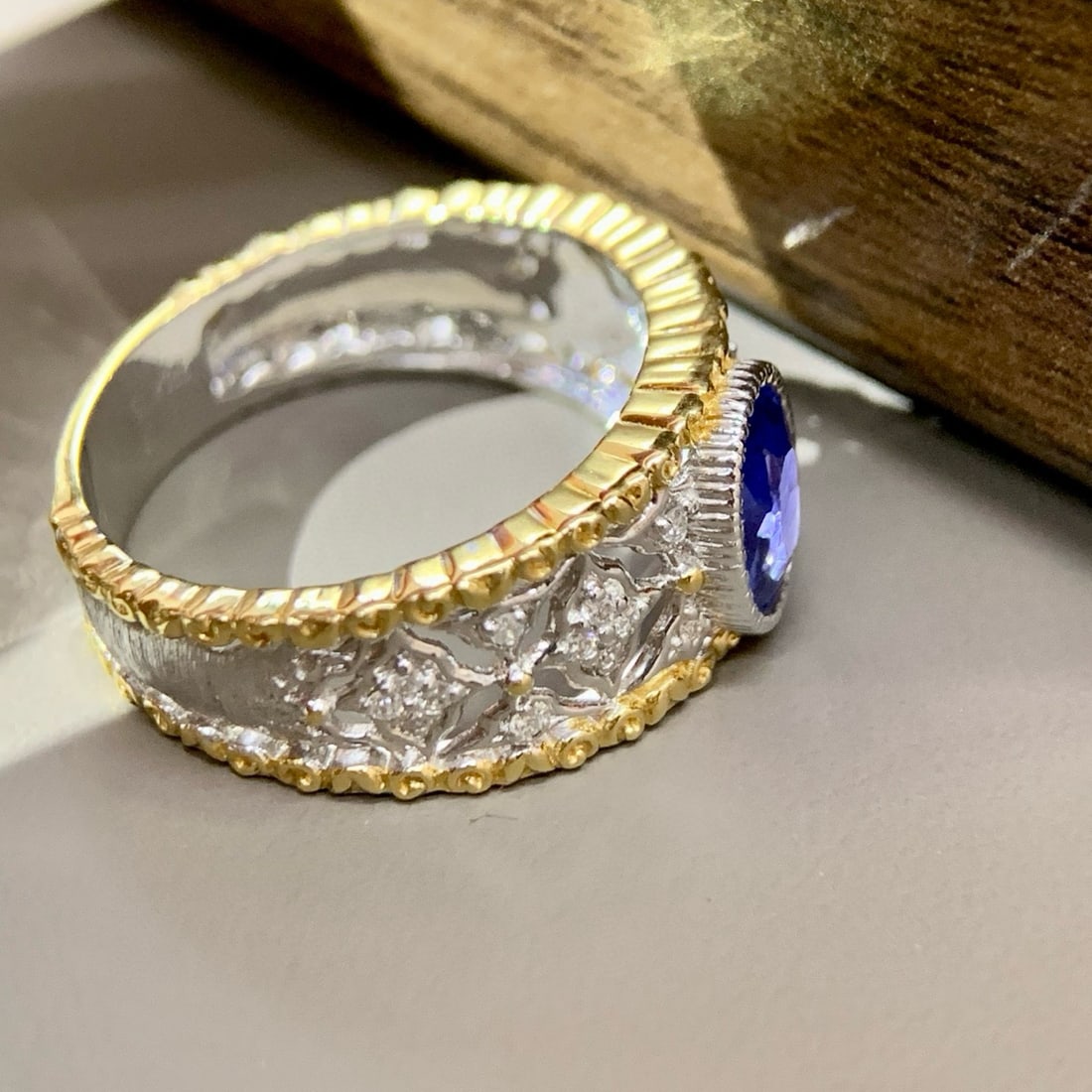 14k Gold 1.35 Ctw Natural Sapphire & Diamond Ring - 2