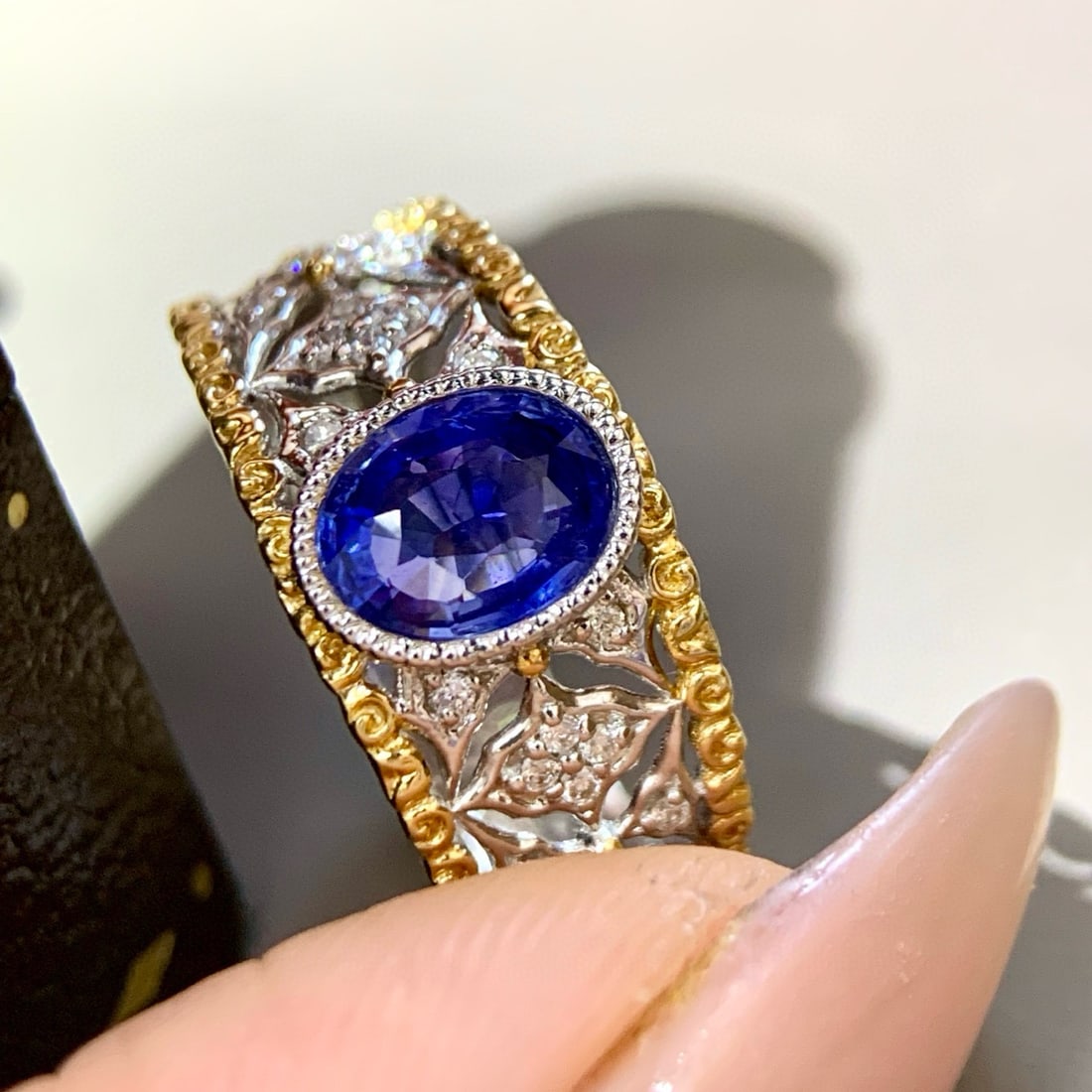 14k Gold 1.35 Ctw Natural Sapphire & Diamond Ring - 4