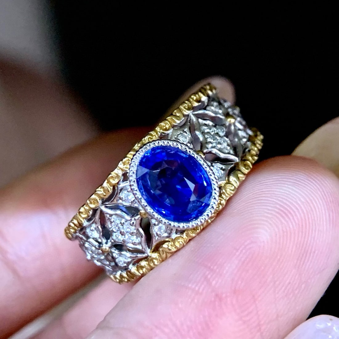 14k Gold 1.35 Ctw Natural Sapphire & Diamond Ring - 6