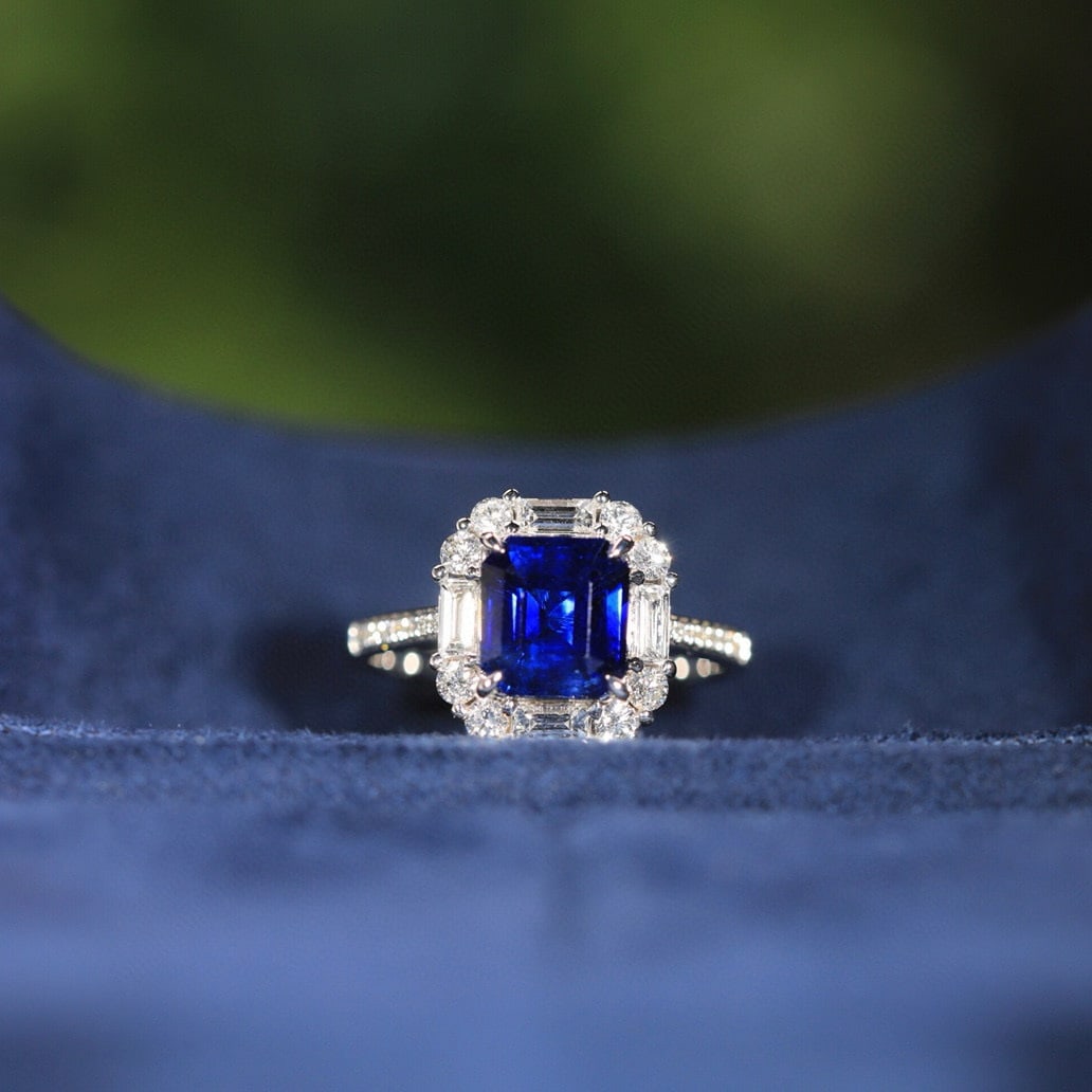 14k Gold 2.81 Ctw Natural Sapphire & Diamond Ring - 3