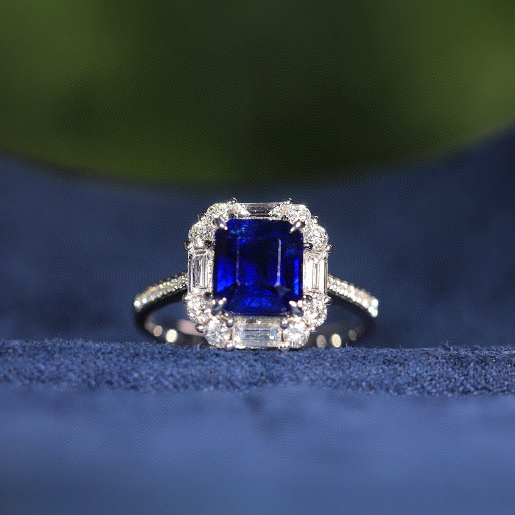 14k Gold 2.81 Ctw Natural Sapphire & Diamond Ring - 5