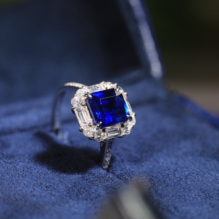 14k Gold 2.81 Ctw Natural Sapphire & Diamond Ring - 7