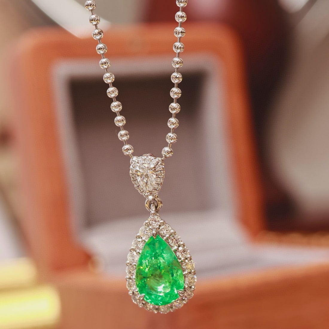14k Gold 2.09 Ctw Natural Emerald & Diamond Pendant( Without Chain ) - 2