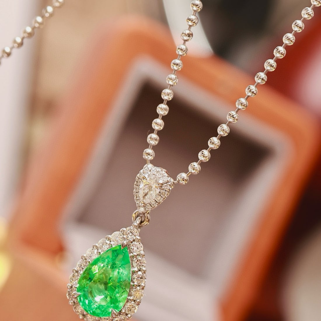14k Gold 2.09 Ctw Natural Emerald & Diamond Pendant( Without Chain ) - 3