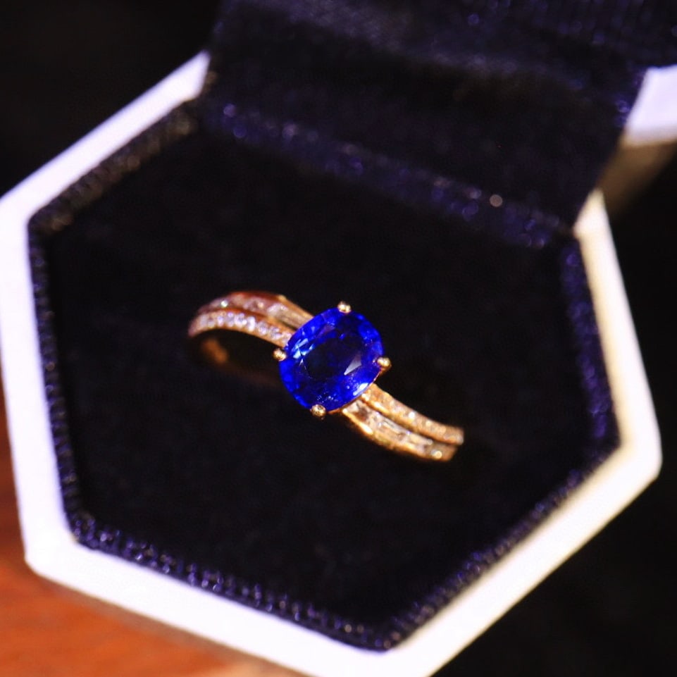 14k Gold 1.33 Ctw Natural Sapphire & Diamond Ring - 3