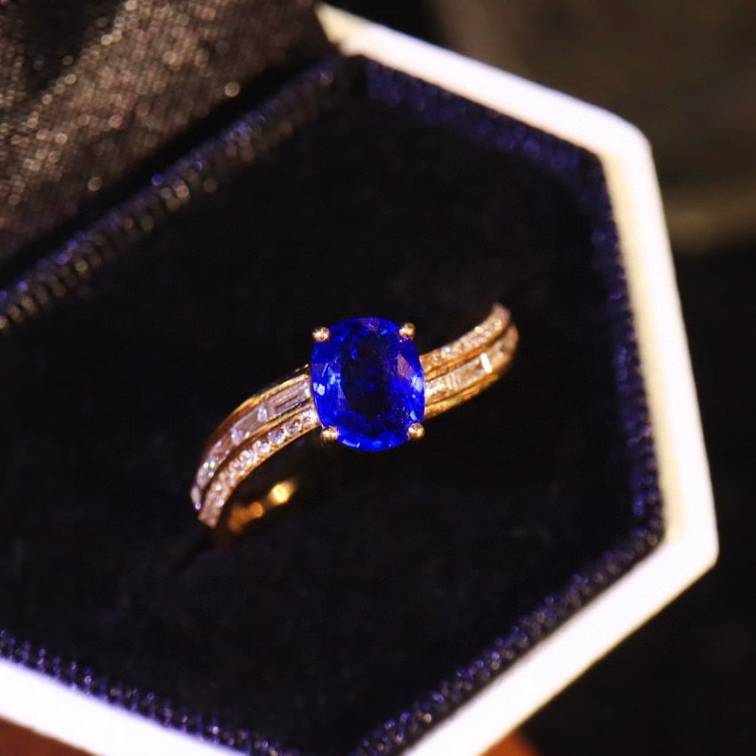 14k Gold 1.33 Ctw Natural Sapphire & Diamond Ring - 4