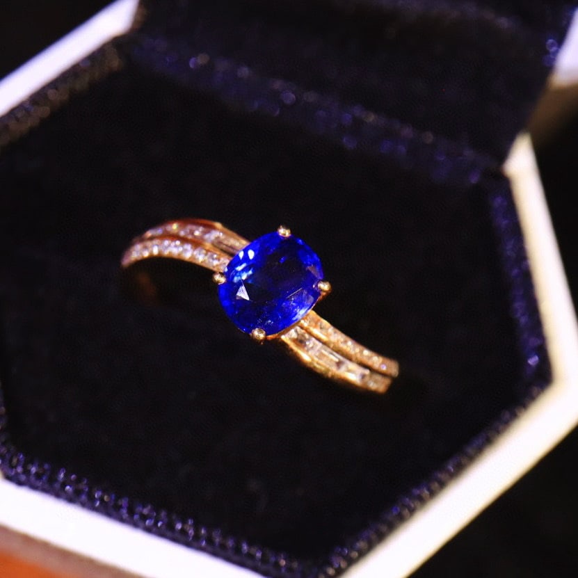 14k Gold 1.33 Ctw Natural Sapphire & Diamond Ring - 5