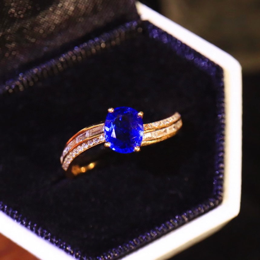 14k Gold 1.33 Ctw Natural Sapphire & Diamond Ring - 6