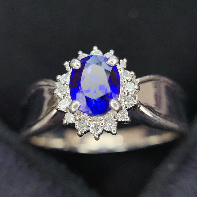 14k Gold 1.0 Ct Natural Sapphire & Diamond Ring - 5