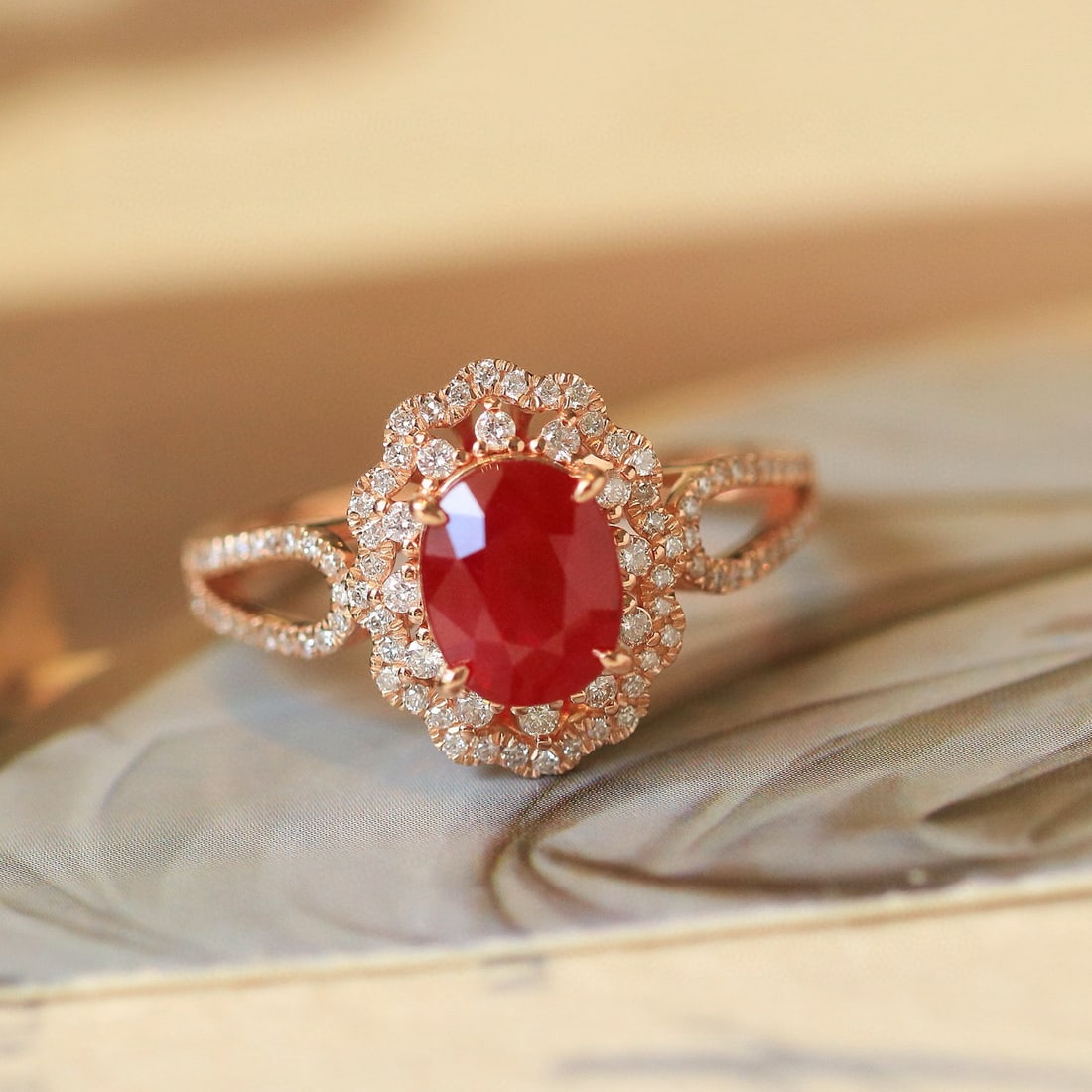 14k Gold 2.49 Ctw Natural Ruby & Diamond Ring - 2