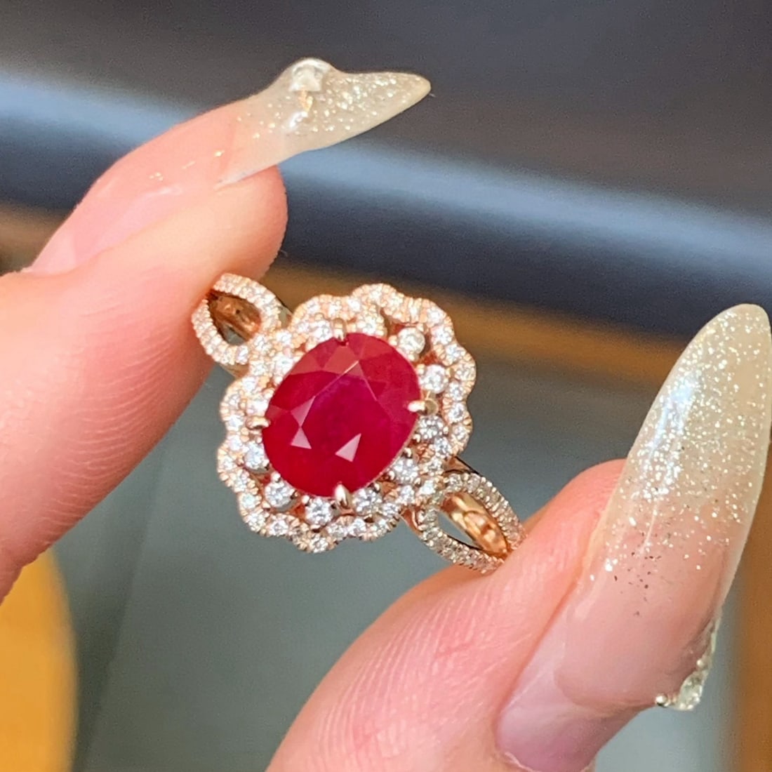 14k Gold 2.49 Ctw Natural Ruby & Diamond Ring - 6