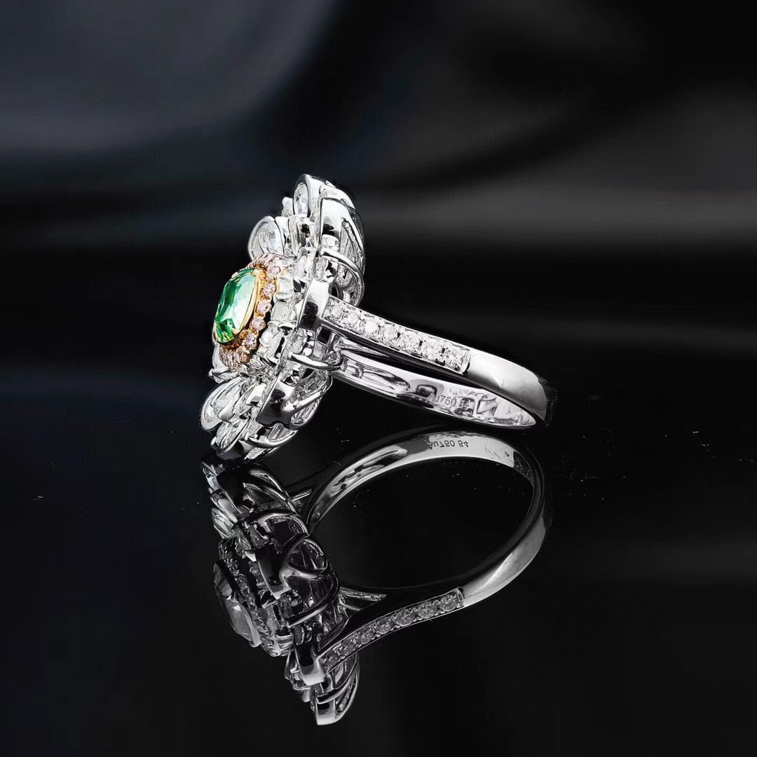 14k Gold 2.67 Ctw Natural Green Diamond & Diamond Ring - 4
