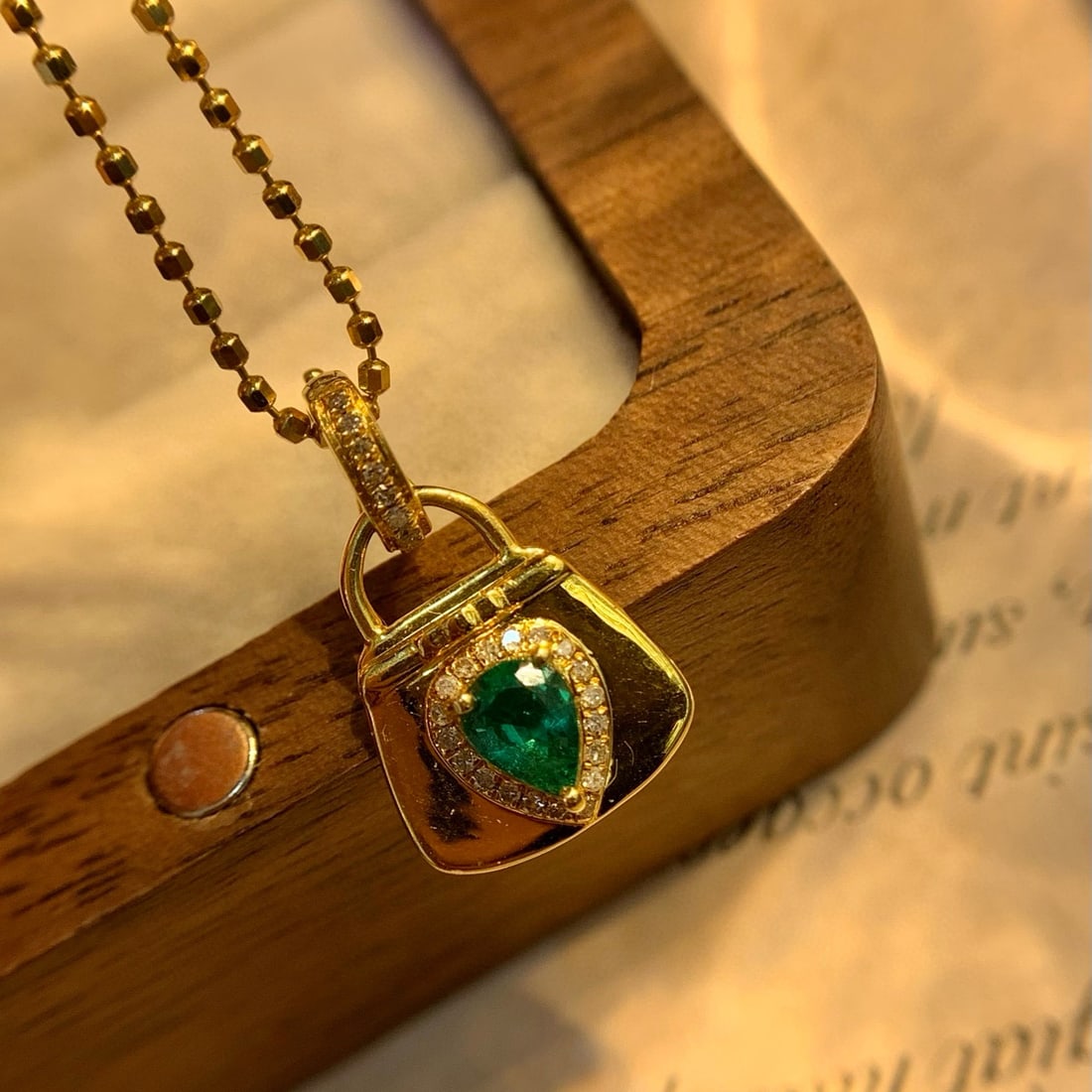 14k Gold 0.4 Ct Vivid Green Natural Emerald & Diamond Pendant( Without Chain ) - 3