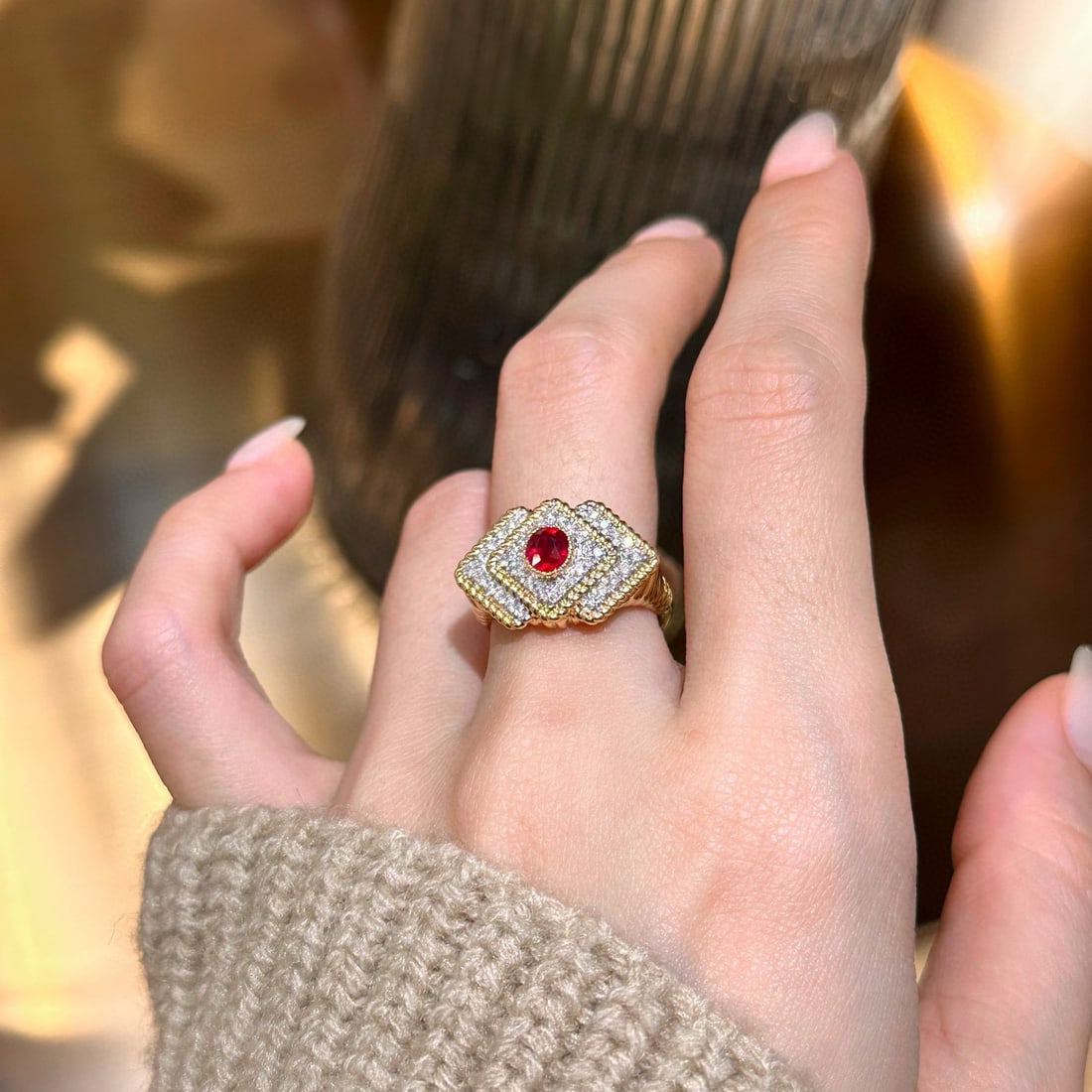 14k Gold 0.88 Ctw Natural Ruby & Diamond Ring - 2