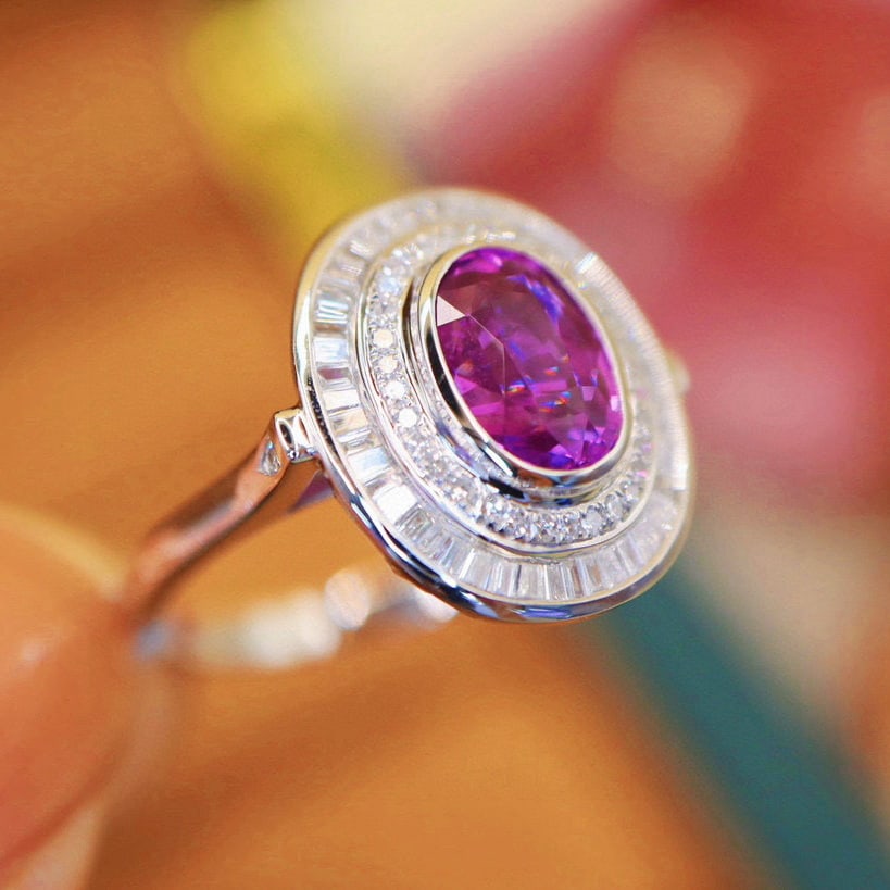 14k Gold 2.49 Ctw Natural Sapphire & Diamond Ring - 2