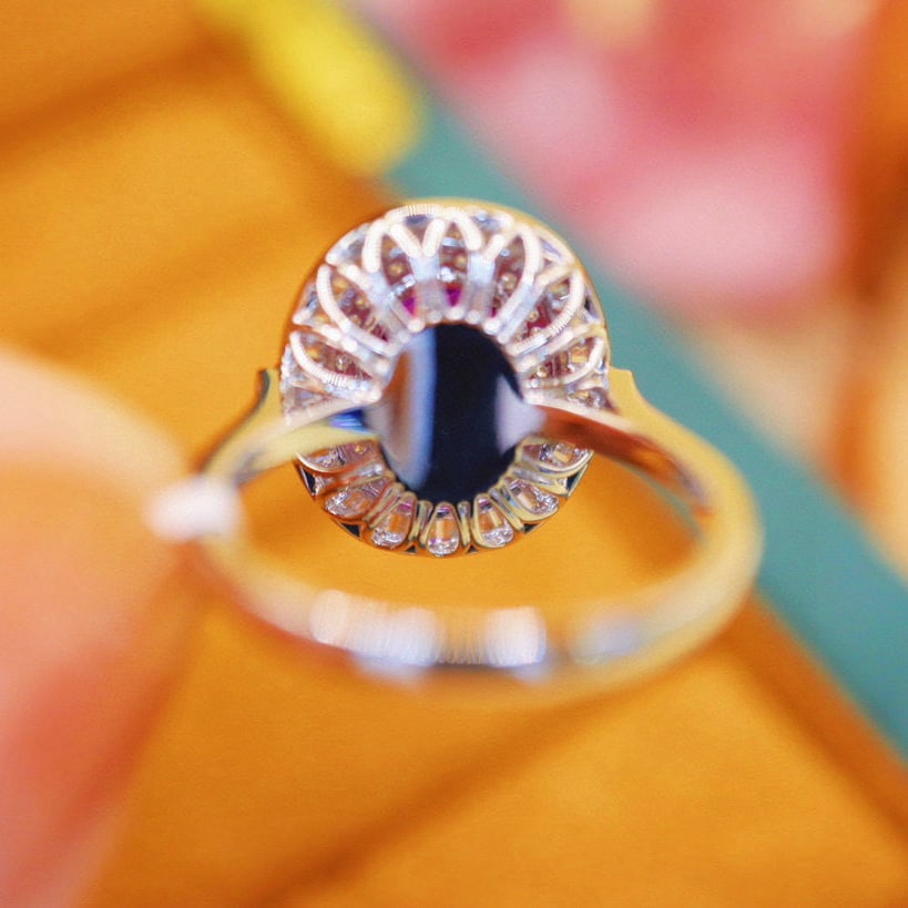 14k Gold 2.49 Ctw Natural Sapphire & Diamond Ring - 4