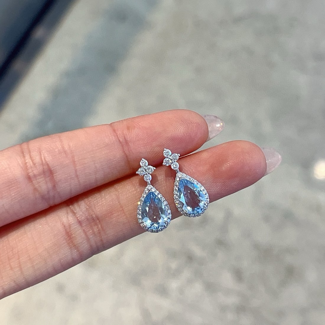 14k Gold 4.50 Ctw Natural Aquamarine & Diamond Jewelry Set - 4