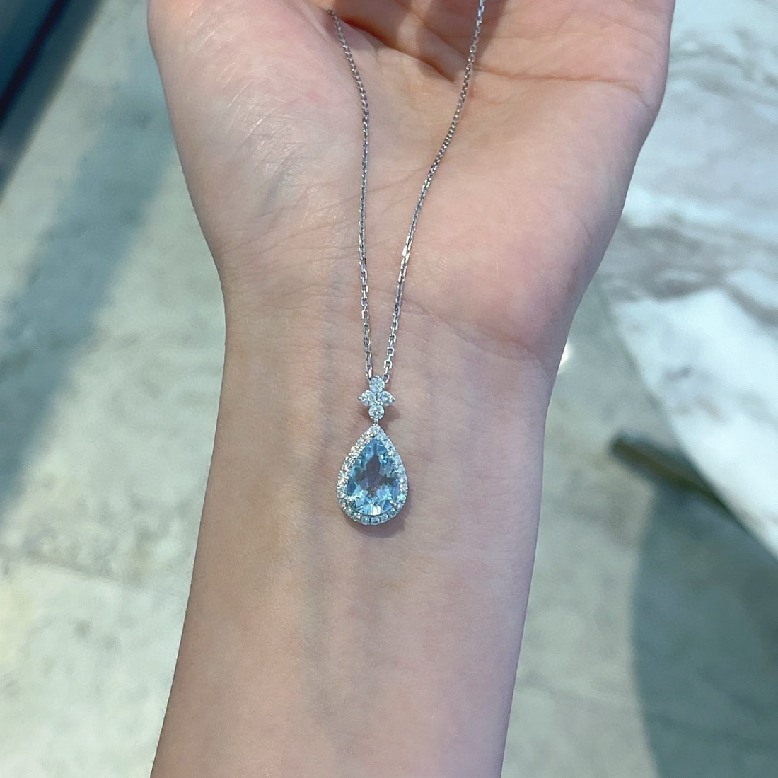 14k Gold 4.50 Ctw Natural Aquamarine & Diamond Jewelry Set - 6