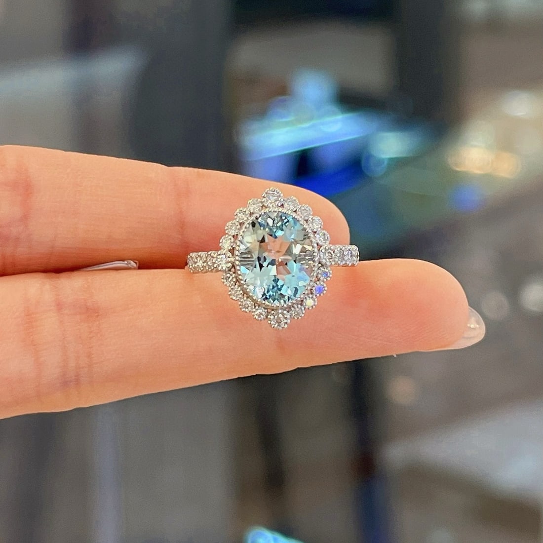 14k Gold 2.67 Ctw Natural Aquamarine & Diamond Ring - 2