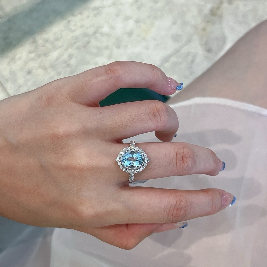14k Gold 2.67 Ctw Natural Aquamarine & Diamond Ring - 3