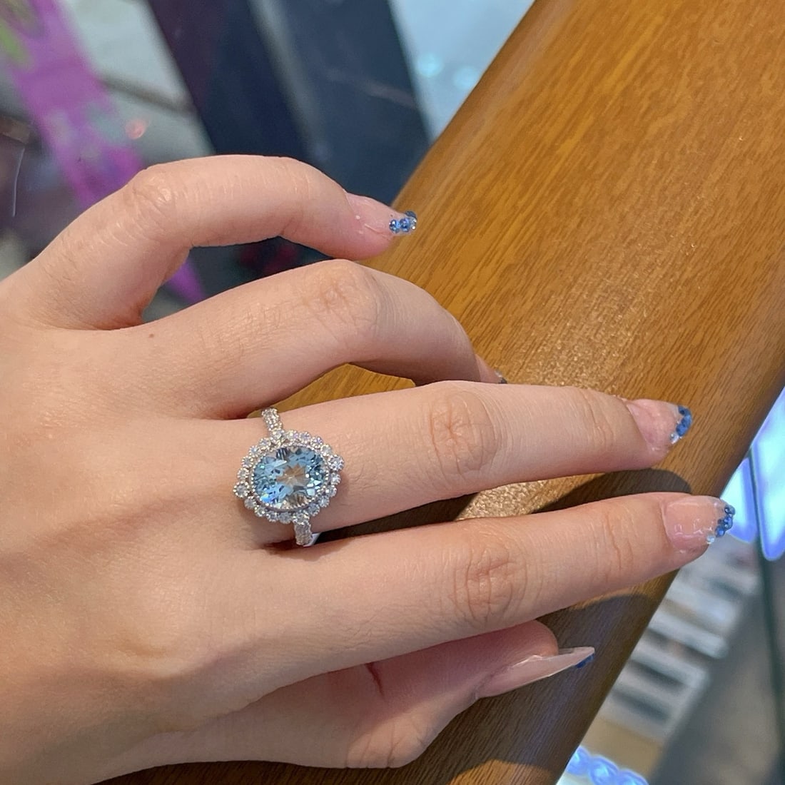 14k Gold 2.67 Ctw Natural Aquamarine & Diamond Ring - 6