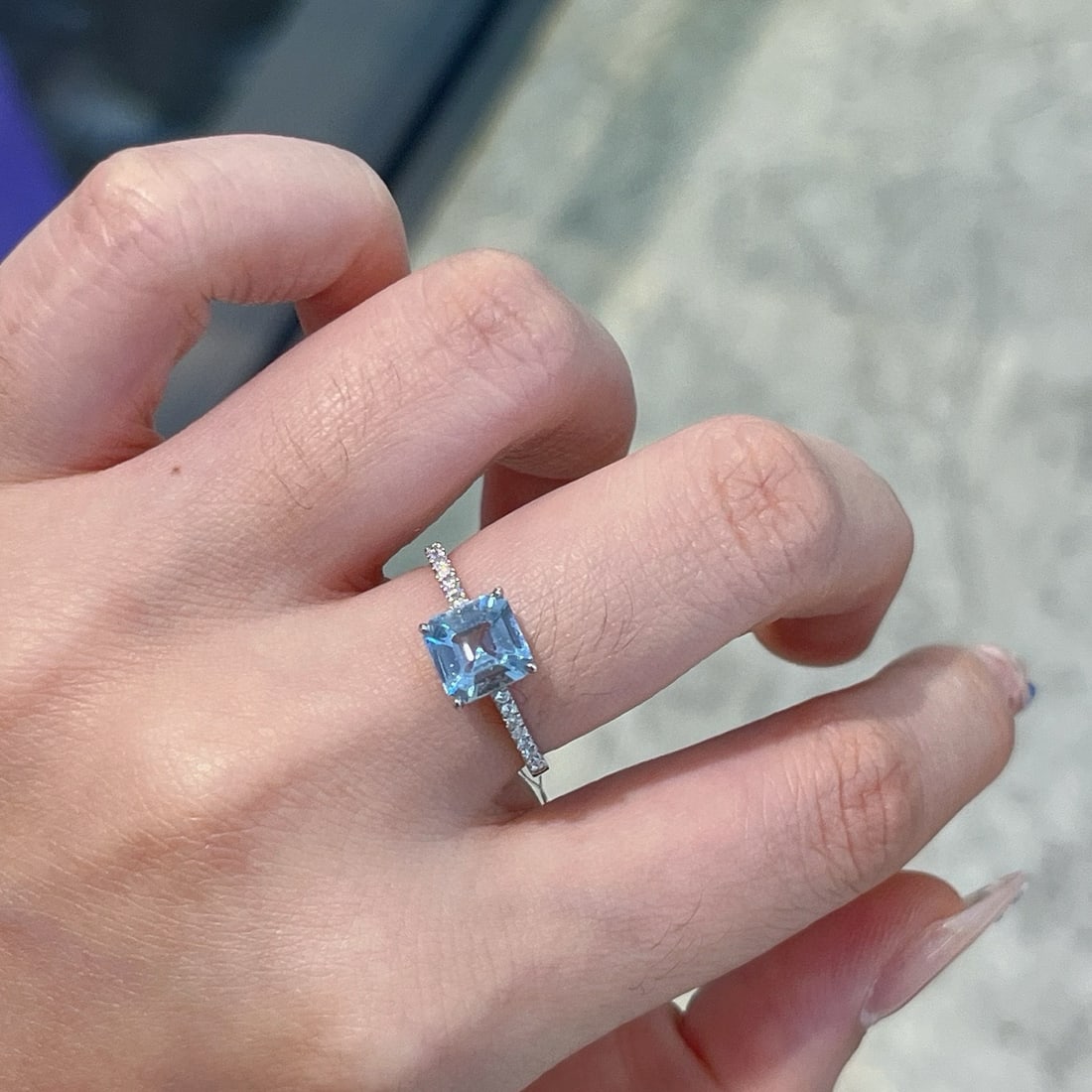 14k Gold 1.12 Ctw Natural Aquamarine & Diamond Ring - 5