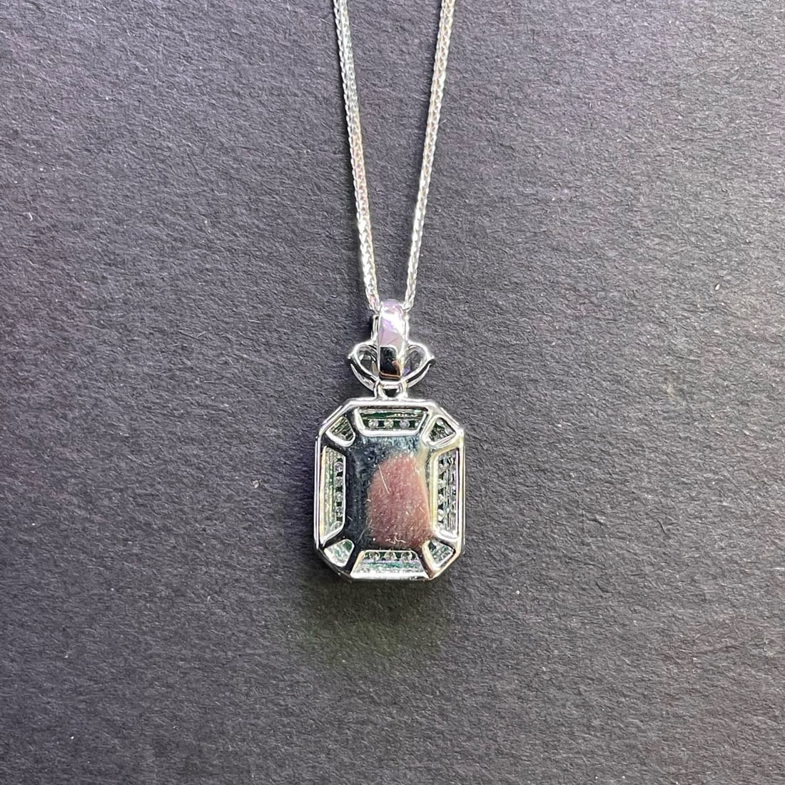 14k Gold 1.77 Ct Vivid Green Natural Emerald & Diamond & Sapphire Pendant( Without Chain ) - 5