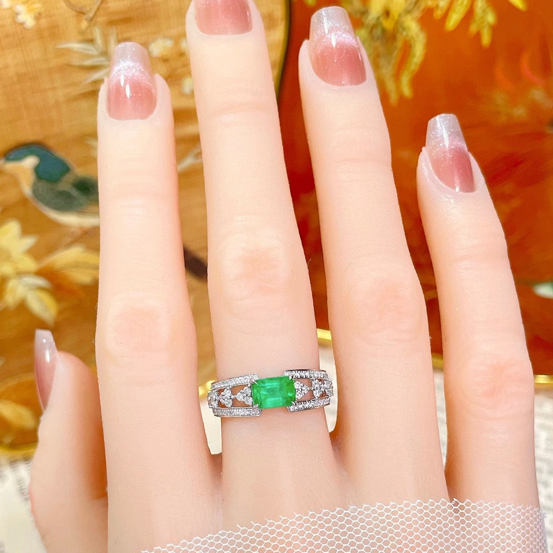 14k Gold 1.39 Ctw Natural Emerald & Diamond Ring - 5