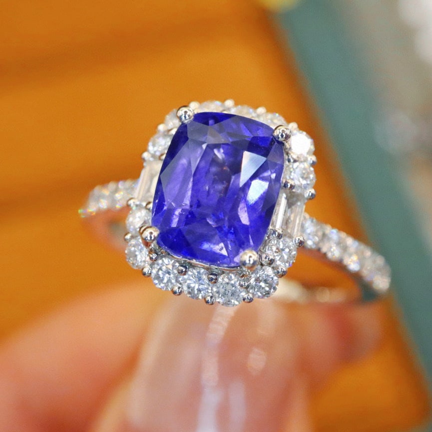 14k Gold 3.02 Ctw Natural Sapphire & Diamond Ring - 3