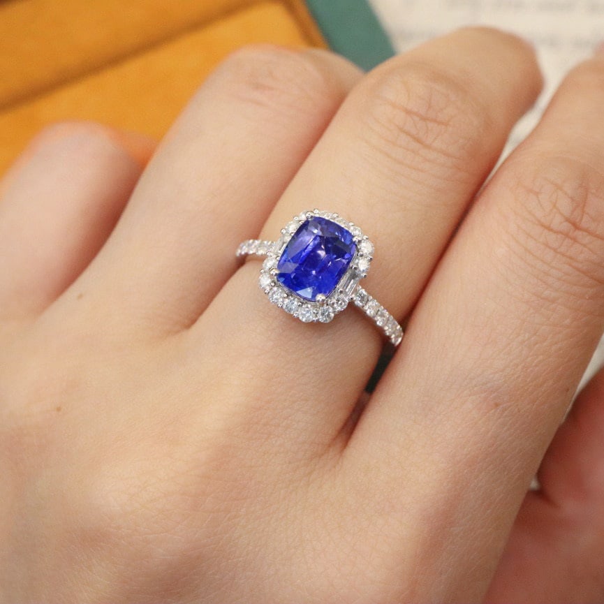 14k Gold 3.02 Ctw Natural Sapphire & Diamond Ring - 5
