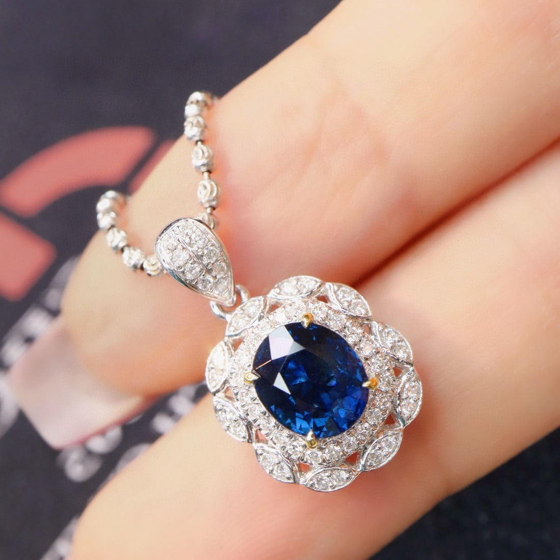 14k Gold 1.91 Ctw Natural Sapphire & Diamond Pendant( Without Chain ) - 3
