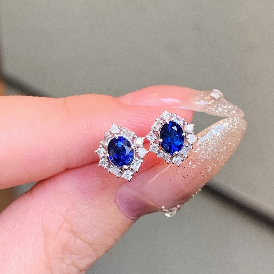 14k Gold 1.25 Ctw Natural Sapphire & Diamond Earrings - 4