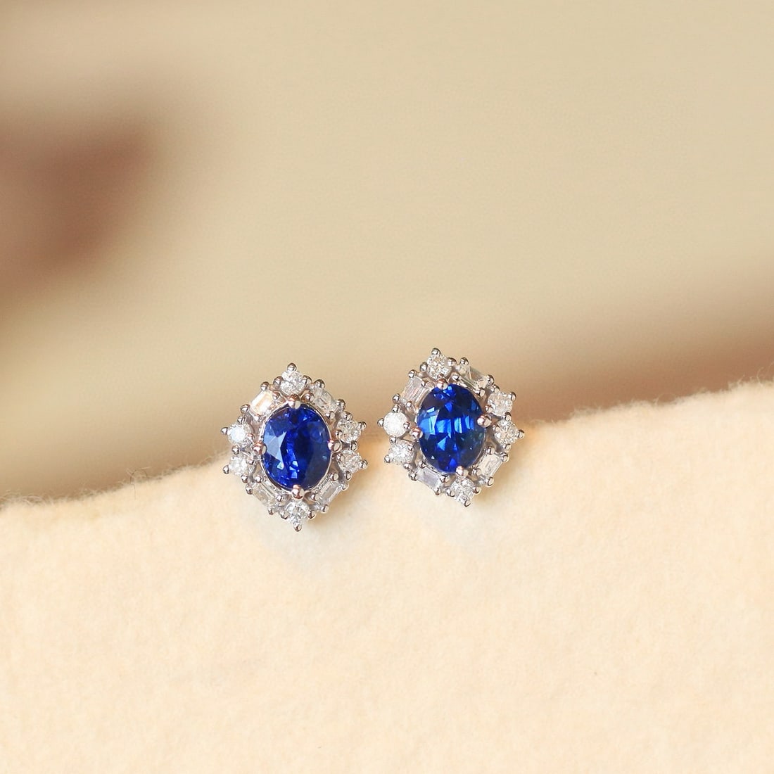 14k Gold 1.25 Ctw Natural Sapphire & Diamond Earrings - 7