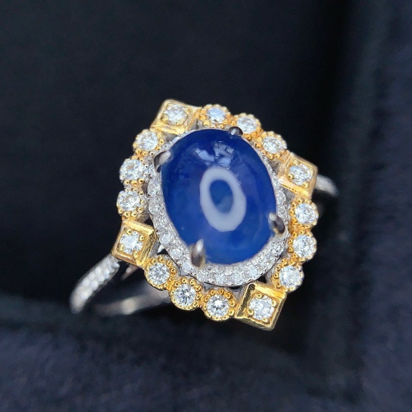 14k Gold 2.75 Ct Natural Star Sapphire & Diamond Ring - 2